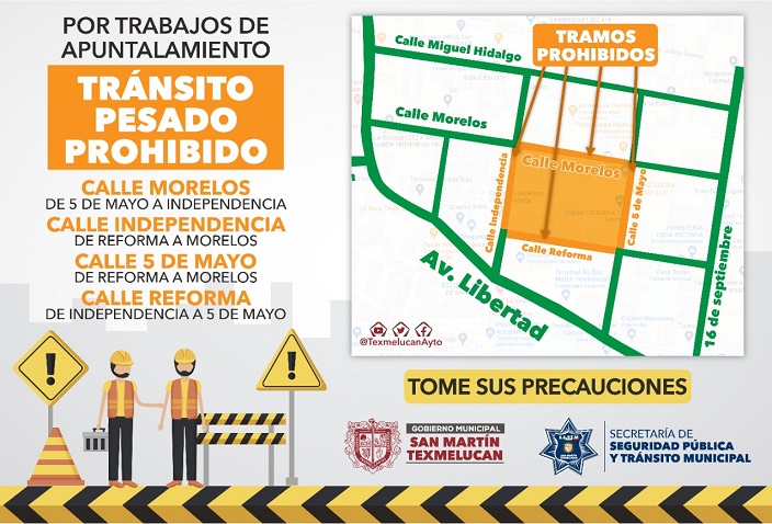 POR TRABAJOS DE APUNTALAMIENTO SE REALIZARAN CORTES A LA CIRCULACION EN CALLE MORELOS PROTECCION CIVIL