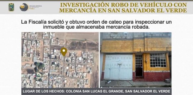 Inmueble donde tras cateo fue asegurada mercancía robada (San Salvador El Verde)