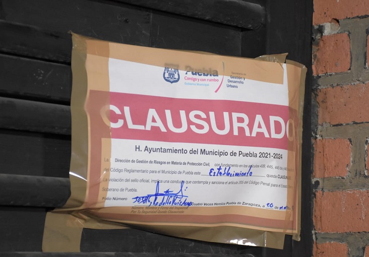 clausura establecimientos ayuntmiento puebla
