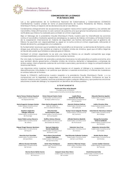 comunicado gobernadores
