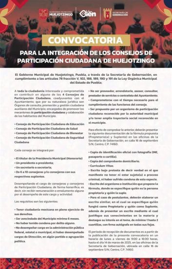convocatoria consejos ciudadanos huejotzingo