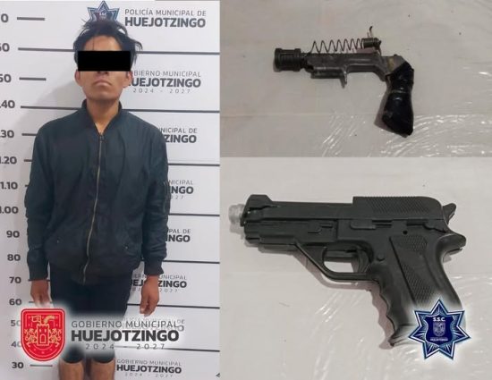 detenido con arma hechiza y replica xalmimilulco huejotzingo policia