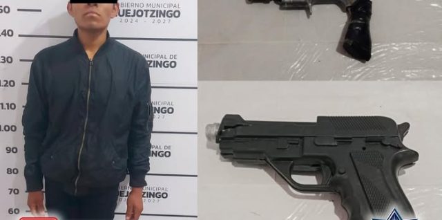 detenido con arma hechiza y replica xalmimilulco huejotzingo policia