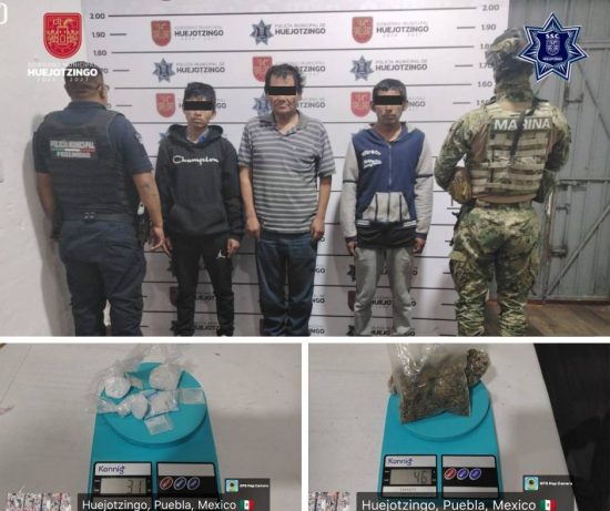 Elementos de la Secretaría de Seguridad Ciudadana de Huejotzingo con apoyo de la MARINA detuvieron a tres personas por el presunto delito de narcomenudeo.