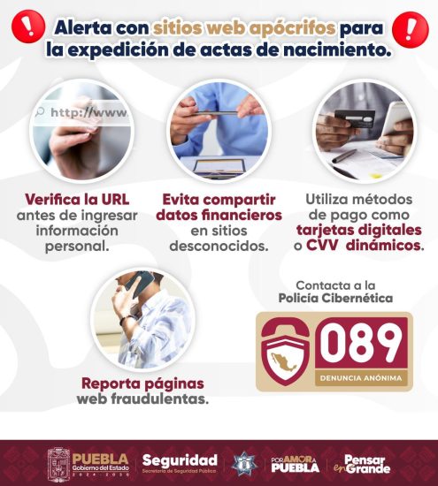 gobierno estatal puebla alertta sitios apocrifos