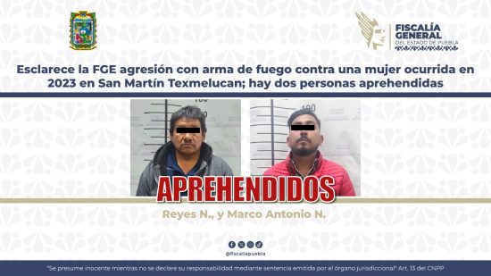 Cae "Reyes N." y "Marco Antonio N." por intento de homicidio contra una mujer en San Martín Texmelucan 1 intento homicidio mujer san martin texmelucan 2 detenidos 2023