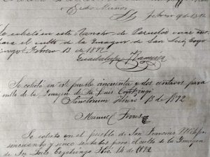 Libro donde se registraban las donaciones tanto de pueblos, como de familias para las celebraciones de la Preciosa Sangre de Cristo