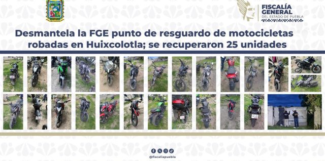 motocicletas recuperadas reporte robo en Huisxcolota fge puebla
