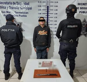 policia texmelucan arma blanca detenido