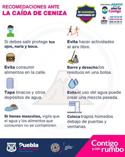 Ayuntamiento de Puebla emite recomendaciones por caída de ceniza 1 recomendaciones ceniza puebla popocatepetl