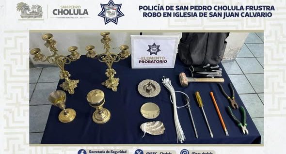 robo a iglesa calvario cholula puebla