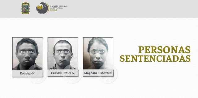 Rodrigo N., Carlos Daniel N. y Magdala Lisbeth N.son sentenciados a 6 años de prisión por el delito de robo de vehículo agravado/ FGE Puebla