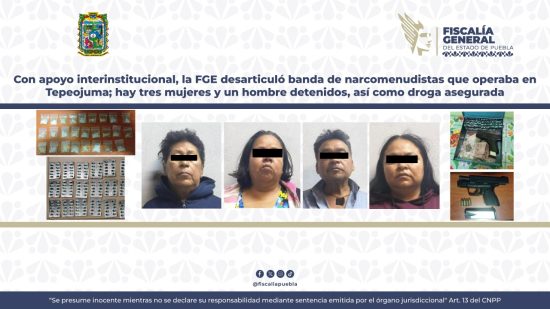 Se desarticuló banda que operaba en Tepeojuma; hay 3 mujeres, un hombre detenidos y droga asegurada 1 tepeojuma operativo fge puebla